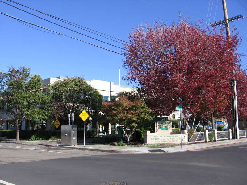 The Alameda Municipal Power headquarters at 2000 Grand Street (corner of Clement Avenue) in Alameda, California, USA.