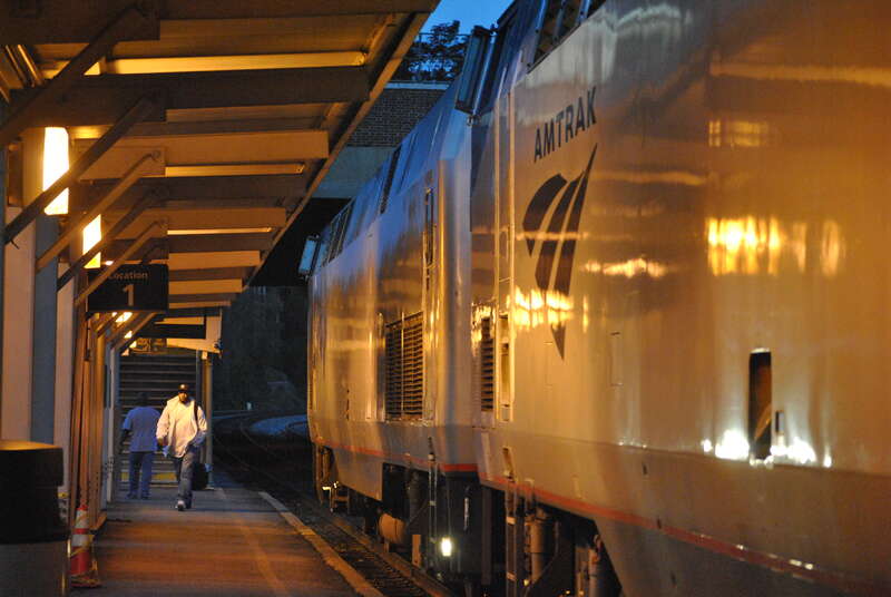 The Northbound Crescent train conducts business at Atlanta Georgia Amtrak station