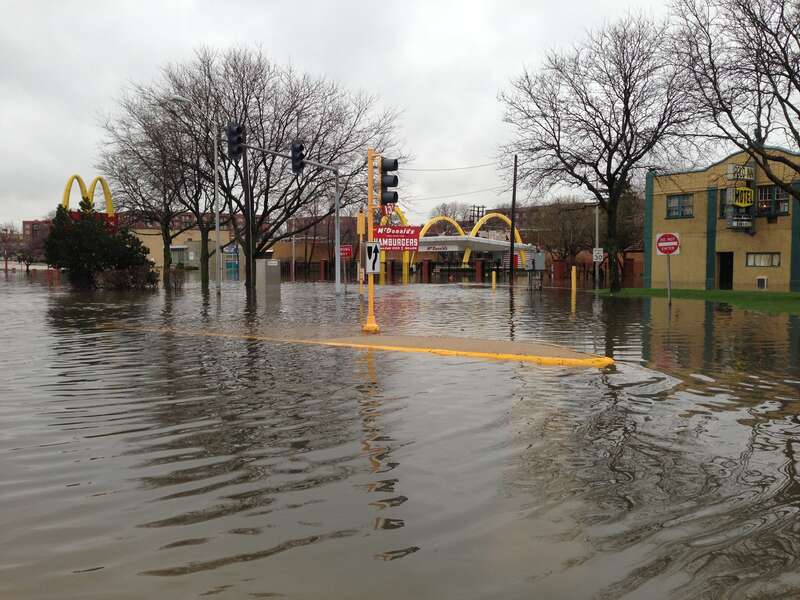 Flooding along the Des Plaines River, April 18, 2013. The Corps monitored the flooding in our region with flood teams on the ground collecting data, conducting geotechnical evaluations, and providing hydraulic analysis. That information was then
