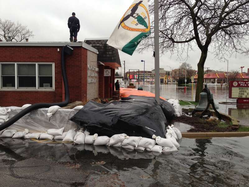 Flooding along the Des Plaines River, April 18, 2013. The Corps monitored the flooding in our region with flood teams on the ground collecting data, conducting geotechnical evaluations, and providing hydraulic analysis. That information was then