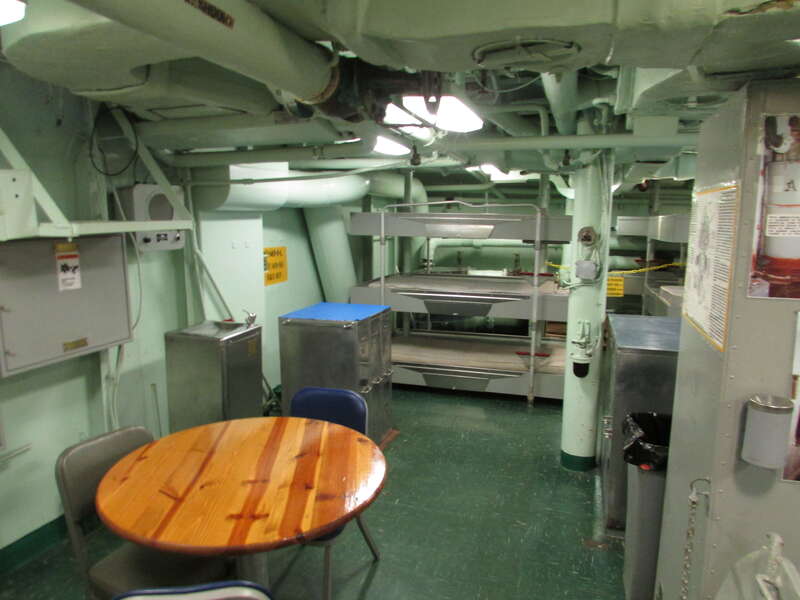 Crew quarters (mid-ship) on the U.S.S. Turner Joy (DD-951), a museum ship in Bremerton, Washington.