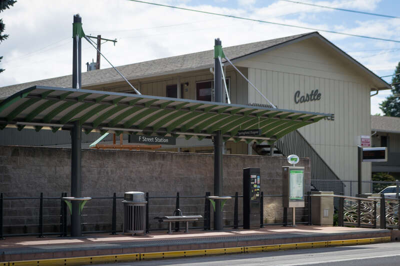 The EMX F Street Station in Springfield, Oregon