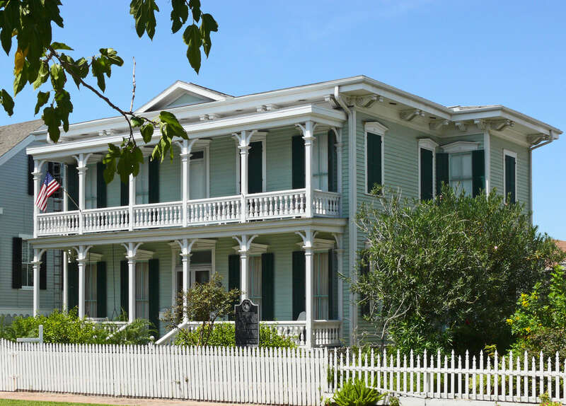 Built in 1886 to replace a house destroyed in the great Strand fire, this Galveston house was the home of Robert Morris and Sarah Franklin. Robert Franklin (1839-1923) the son of Benjamin C. Franklin, the Battle of San Jacinto veteran for whom