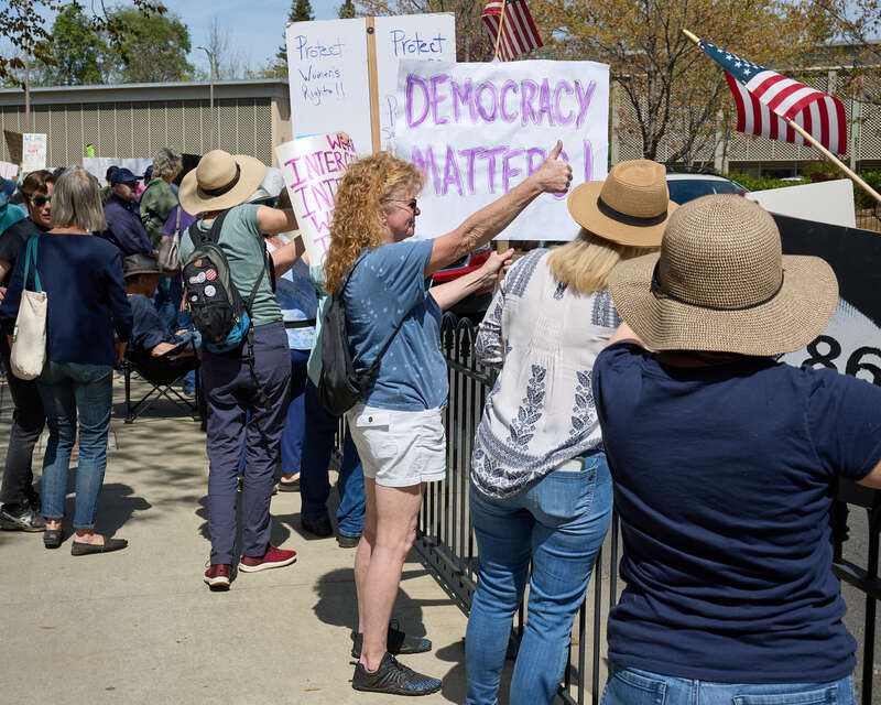 Hands Off! National Day of Action in downtown Chico, California, on April 5, 2025