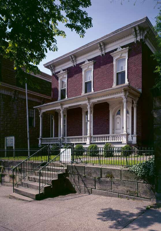 Front of the John Sherman Birthplace, located at 137 E. Main Street in Lancaster, Ohio, United States.  Built in 1811, it has been declared a National Historic Landmark.