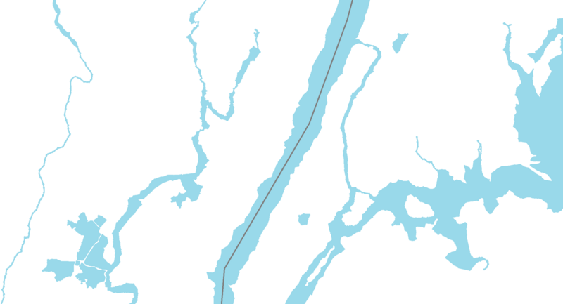 The map which shows the north area of New York City and its primary level divisions.