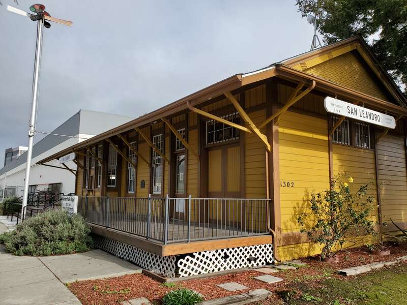 The former San Leandro station building in February 2021