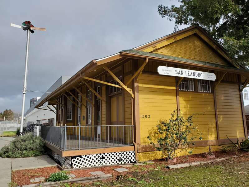 The former San Leandro station building in February 2021