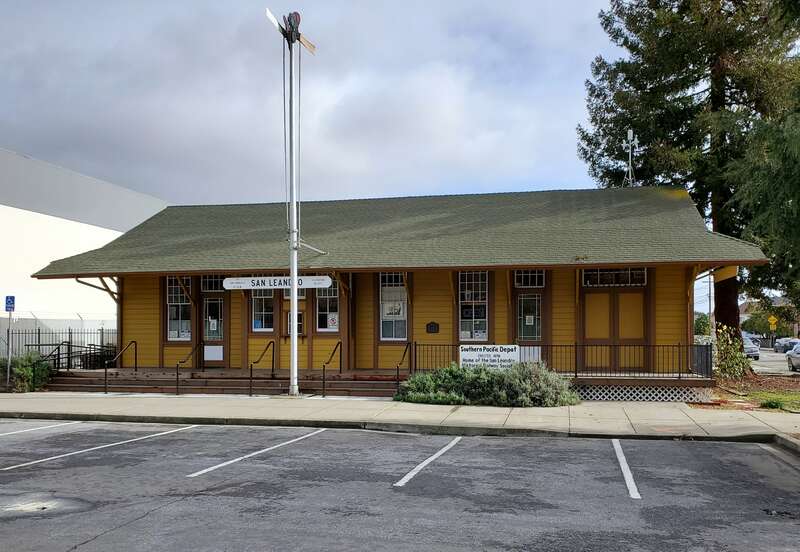 The former San Leandro station building in February 2021