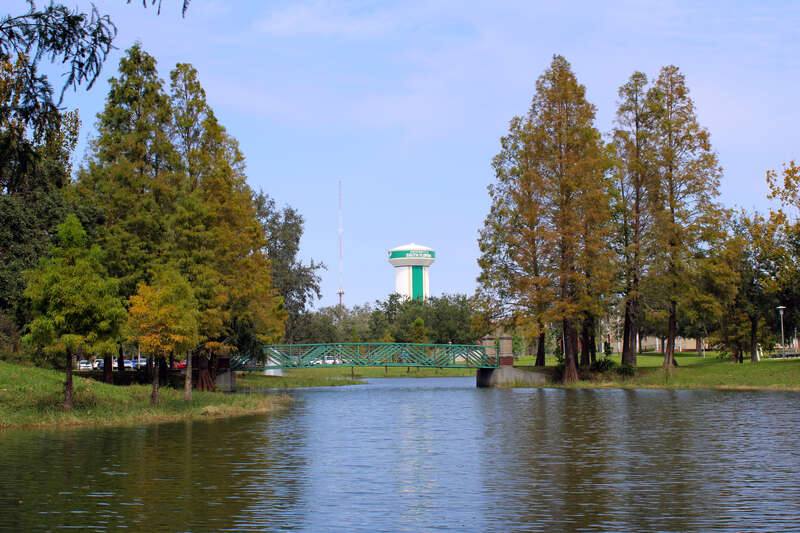 The Water Tower at USF as viewed from Simmons Park in October 2024.