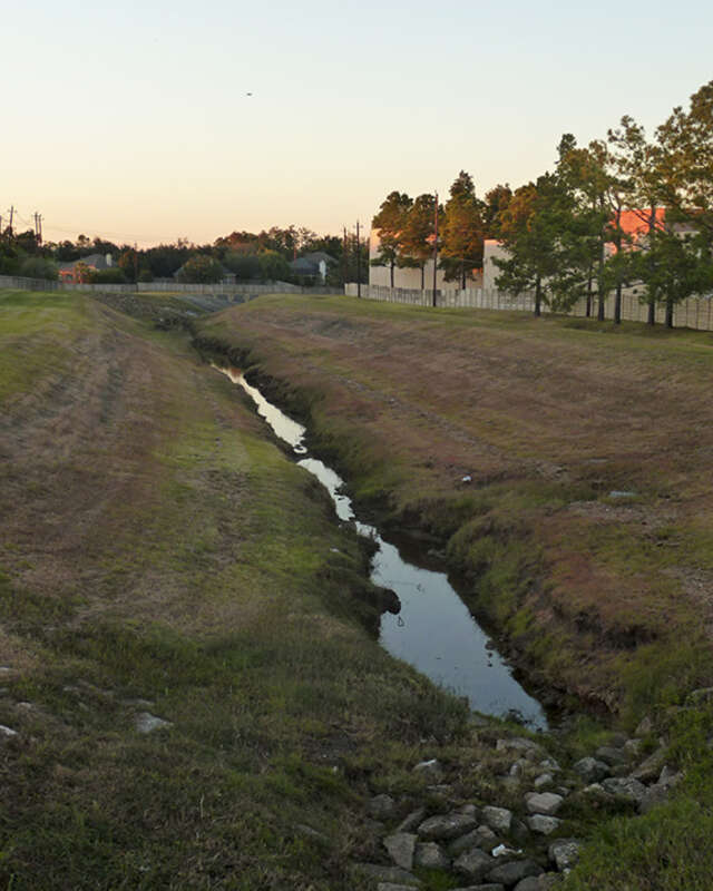 Late afternoon photo of Clear Lake City drainage ditch