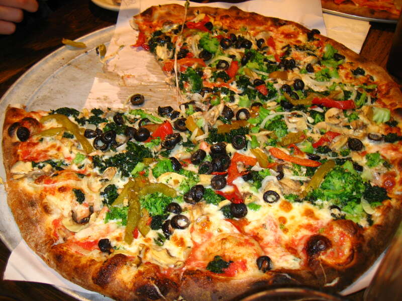 A specialty pizza from Modern: tons of veggies on a perfect pie!