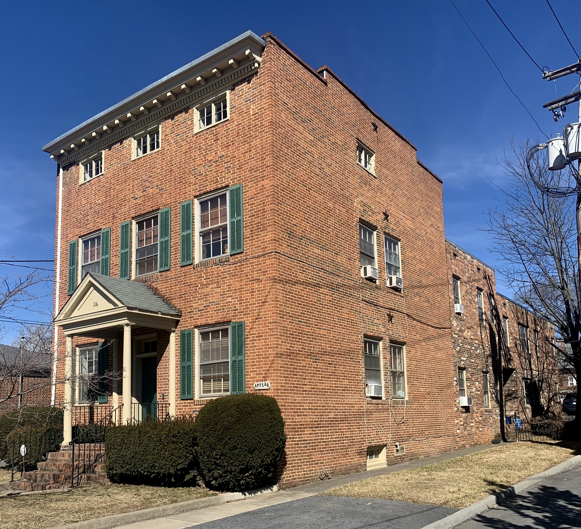 The building located at 116 West Piccadilly Street in Winchester, Virginia, was constructed in 1860 and is a contributing property to the Winchester Historic District.