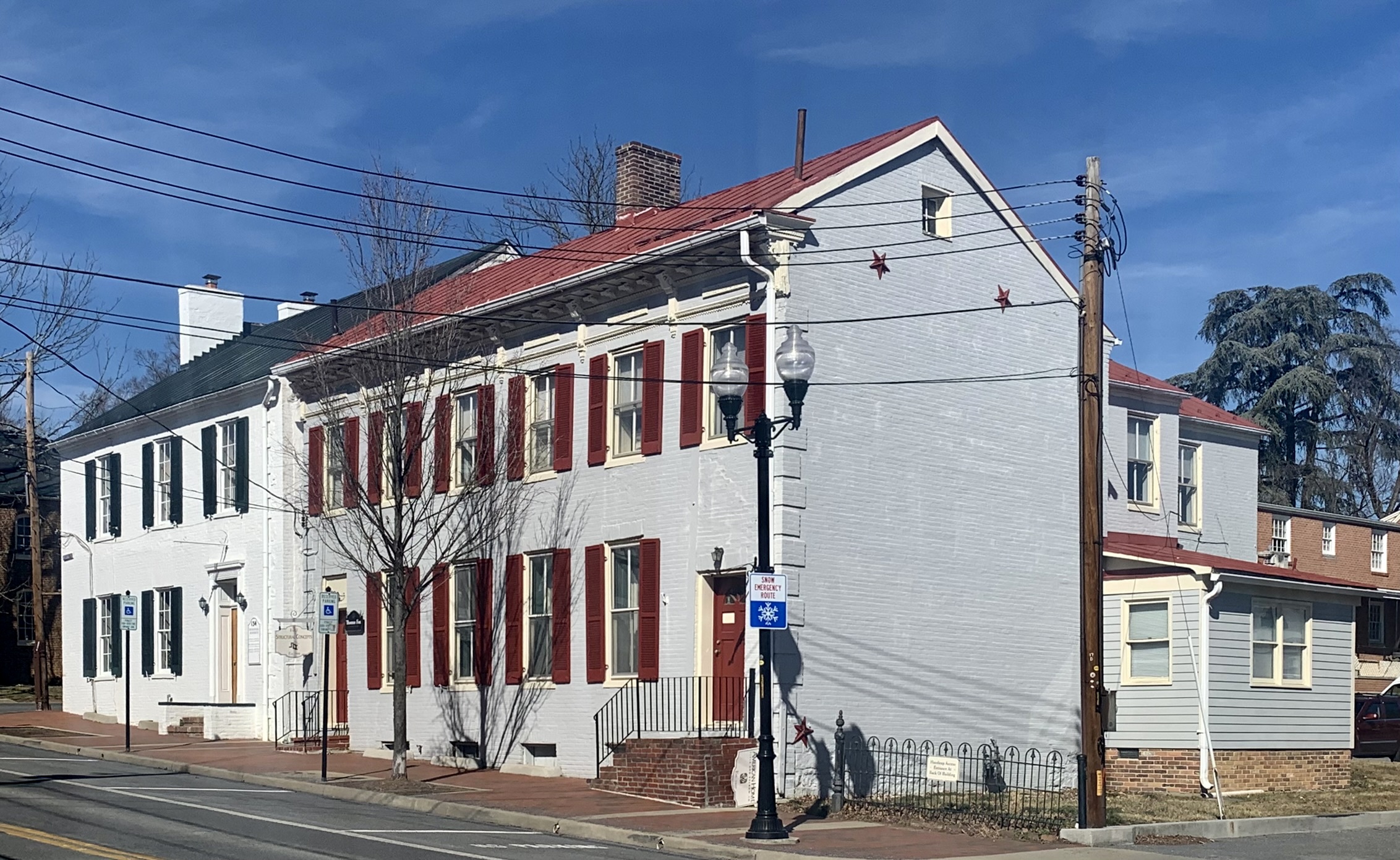 The houses located at 130-134 West Piccadilly Street in Winchester, Virginia, were built in 1880 (130-132, right) and 1840 (130, left). They are contributing properties to the Winchester Historic District.