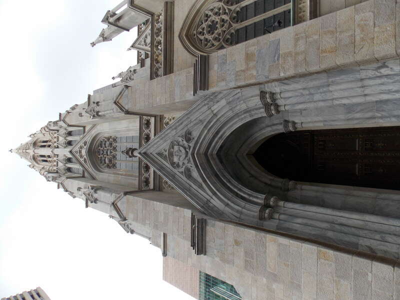 The south tower of St. Patrick's Cathedral on Fifth Avenue in Manhattan, New York.