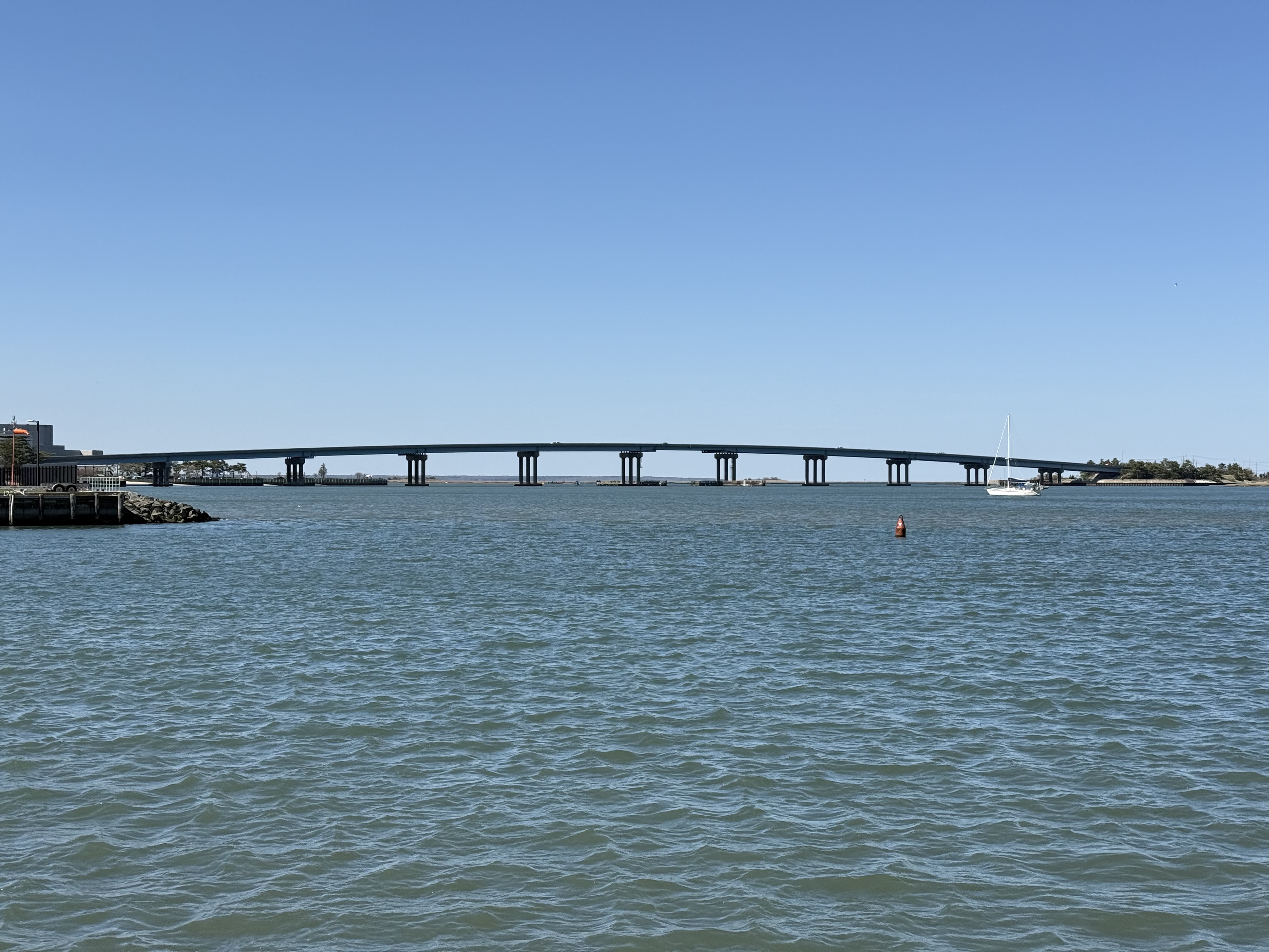 View north towards New Jersey State Route 87 (Brigantine Bridge) from Gardners Pointe in Atlantic City, Atlantic County, New Jersey