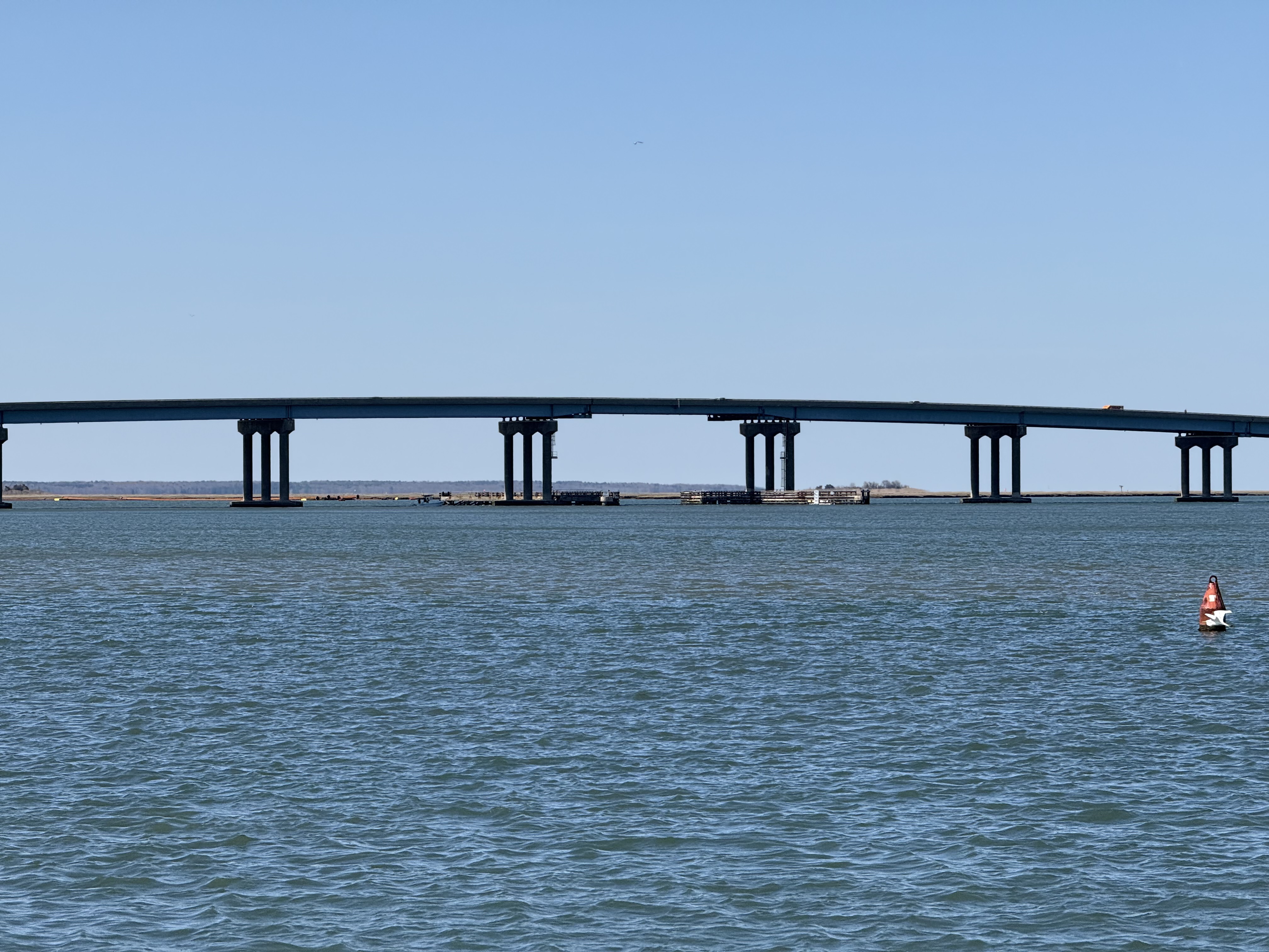 View north towards New Jersey State Route 87 (Brigantine Bridge) from Gardners Pointe in Atlantic City, Atlantic County, New Jersey