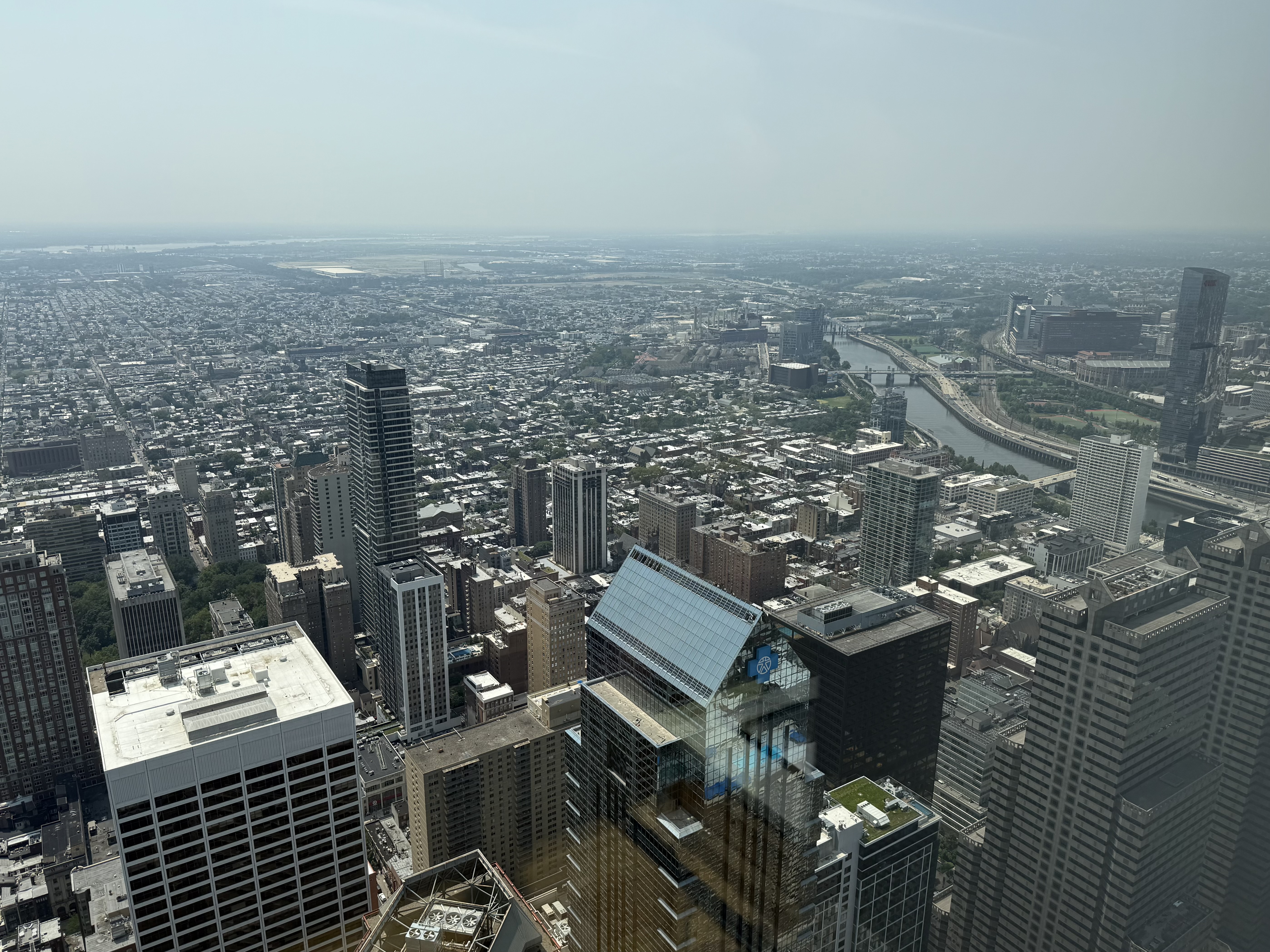 View southwest from the Jean-Georges SkyHigh Restaurant at Comcast Technology Center in Philadelphia, Pennsylvania