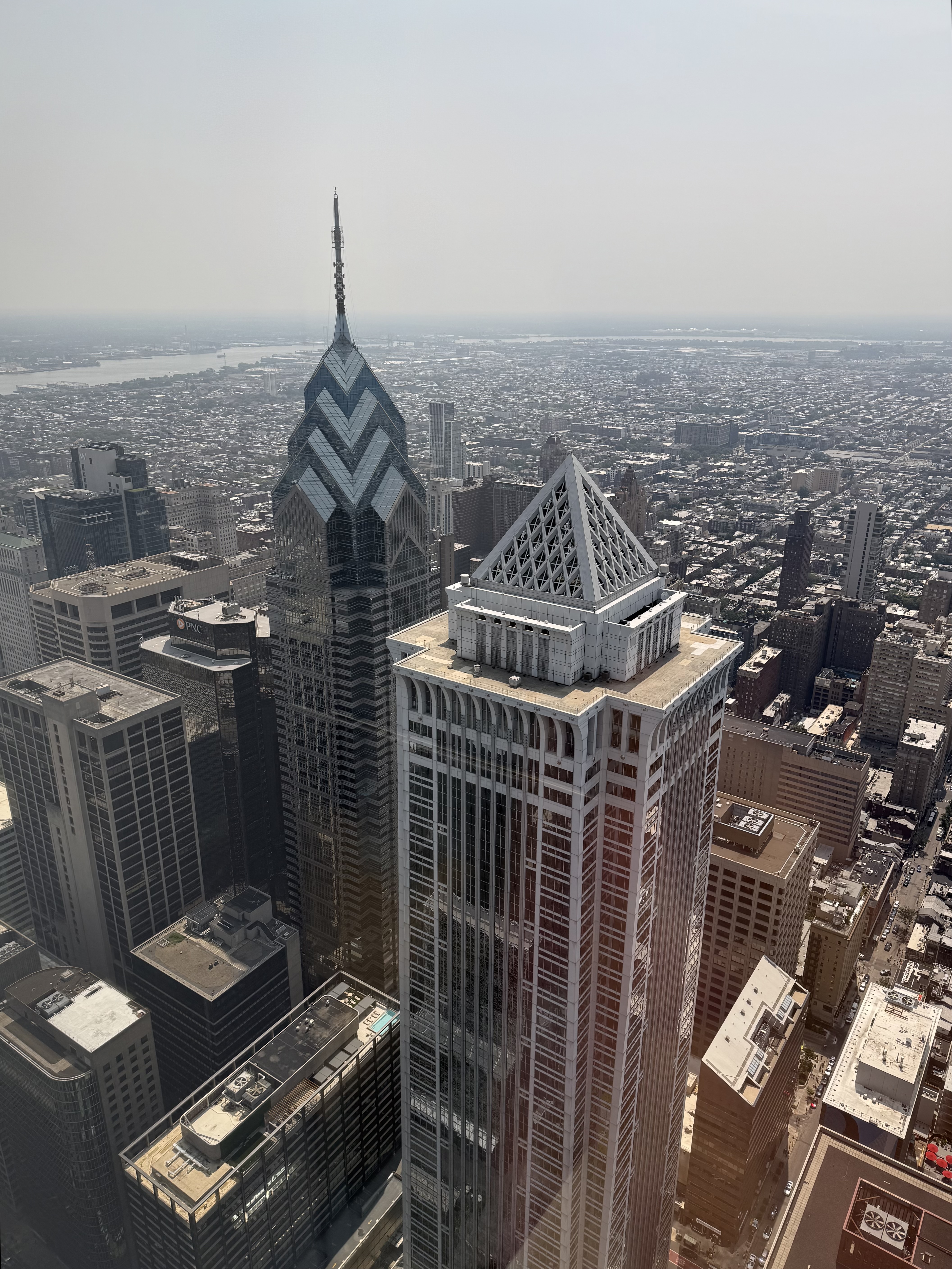 View south-southeast from the Jean-Georges SkyHigh Restaurant at Comcast Technology Center in Philadelphia, Pennsylvania