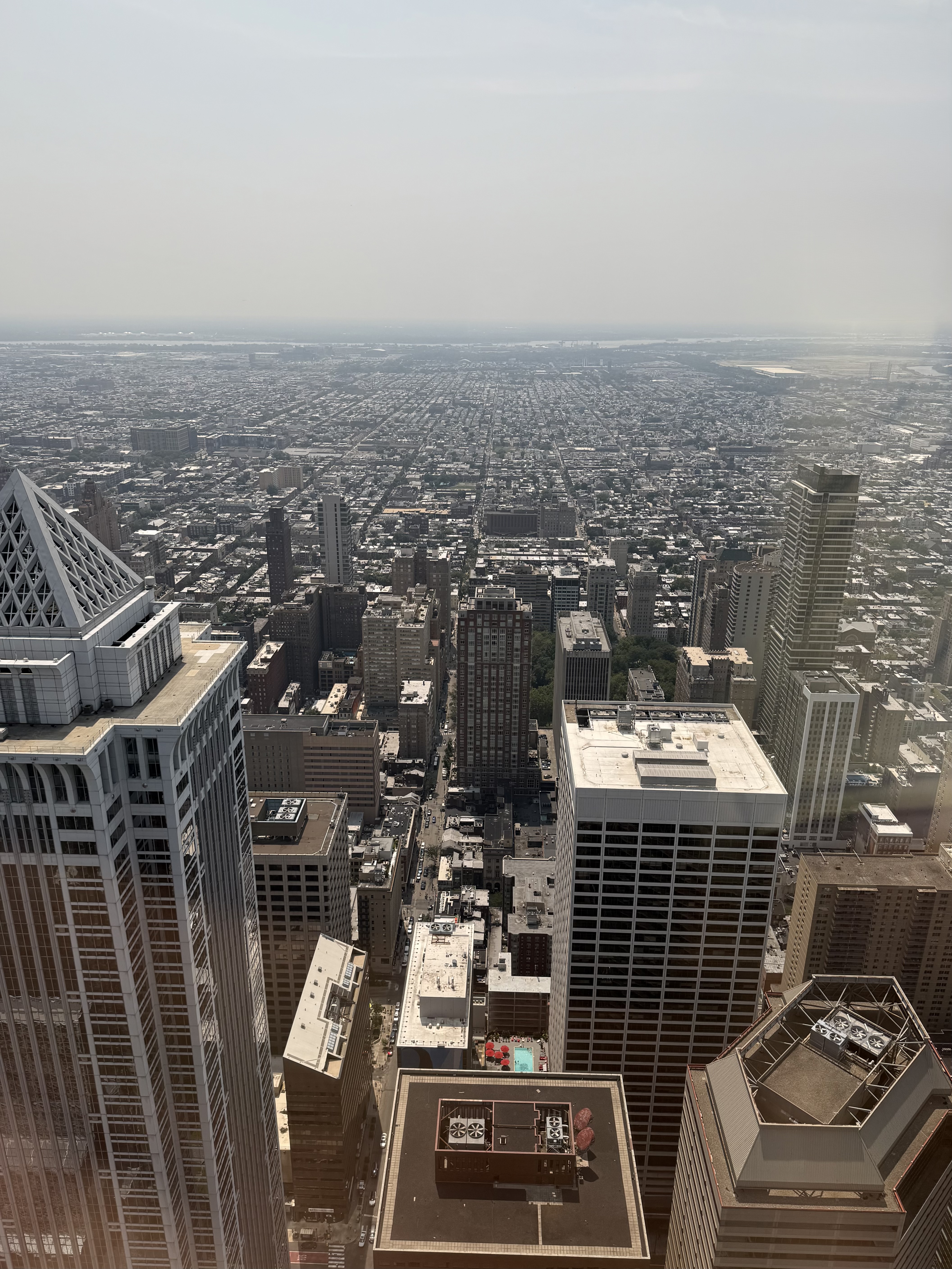 View south-southwest from the Jean-Georges SkyHigh Restaurant at Comcast Technology Center in Philadelphia, Pennsylvania