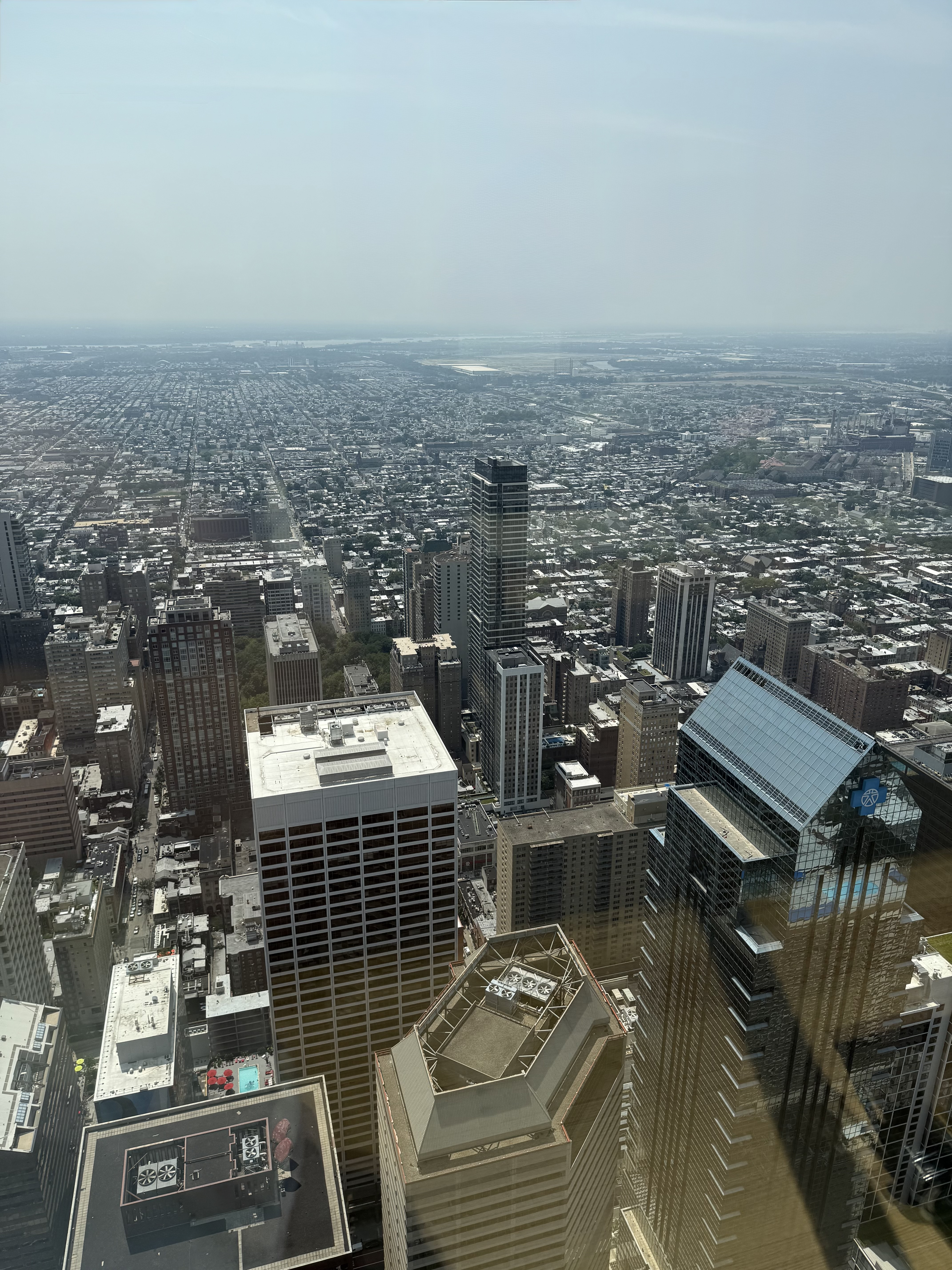 View south-southwest from the Jean-Georges SkyHigh Restaurant at Comcast Technology Center in Philadelphia, Pennsylvania