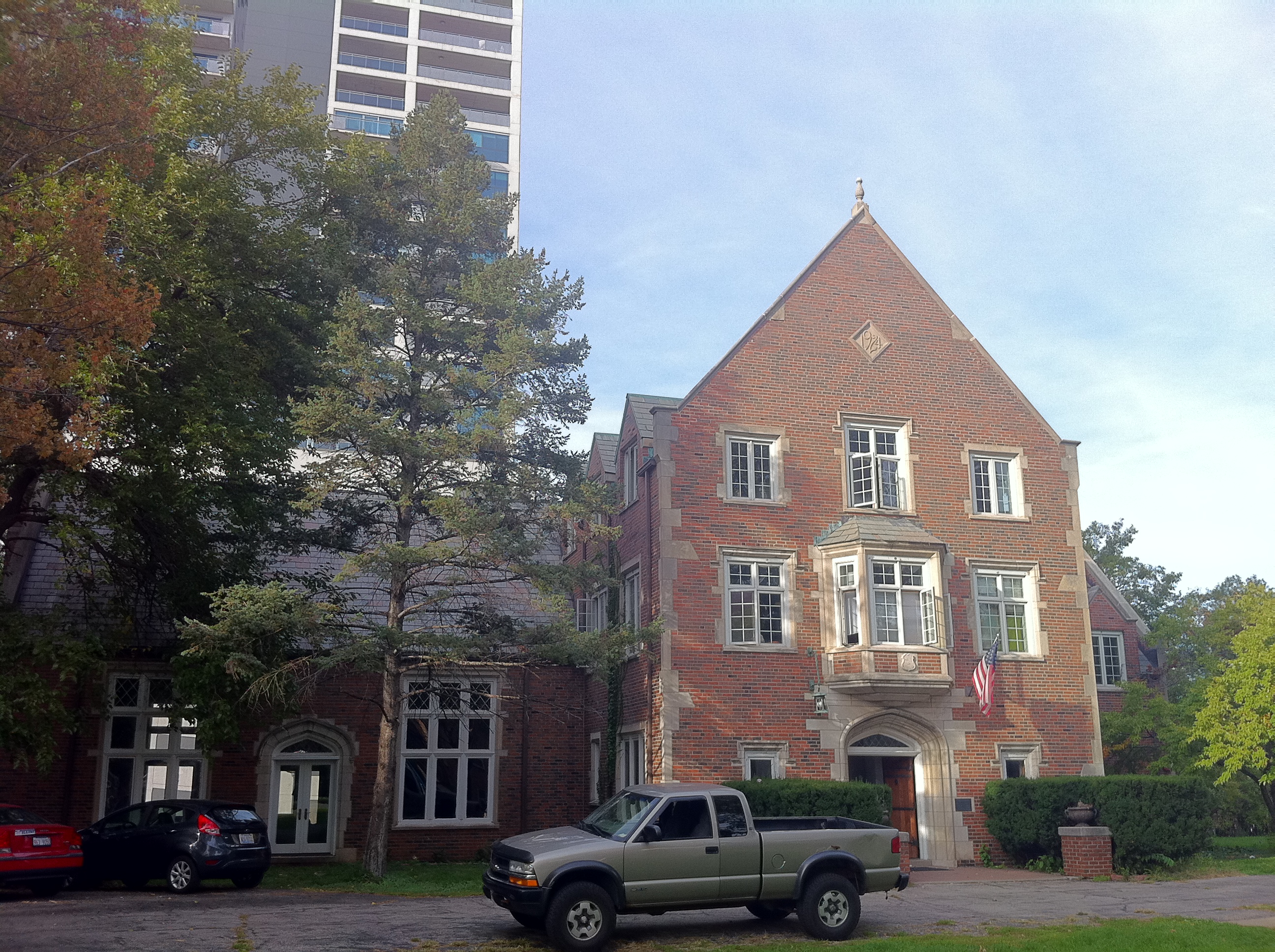 Front view of the Alpha Delta Phi Fraternity House. Picture taken in Champaign, Illinois, on September 30, 2012.