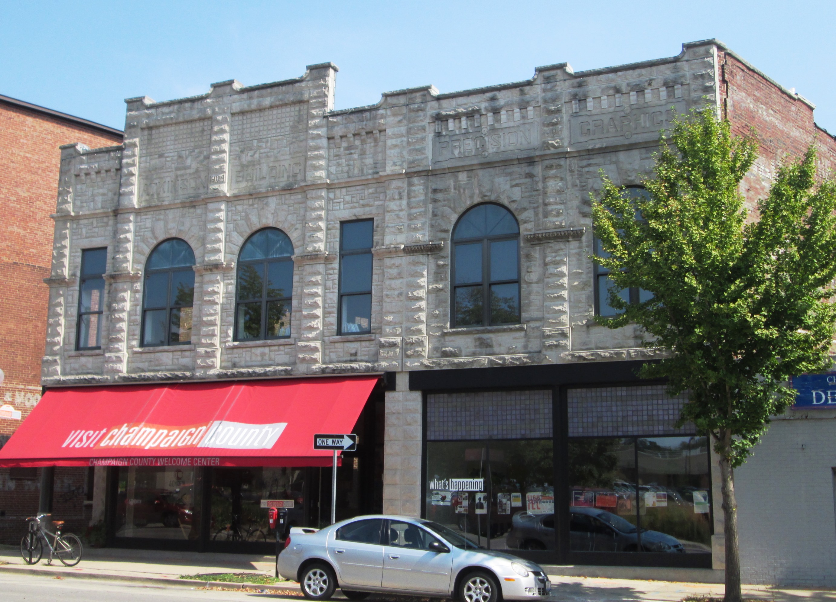 The Atkinson Building also known as the Atkinson Monument Building, at 106-108 S. Neil Street in Champaign, Illinois.  The portion of the uilding at #106 was built in 1904 for the S. P. Atkinson Monument Co., and the matching addition, also known as
