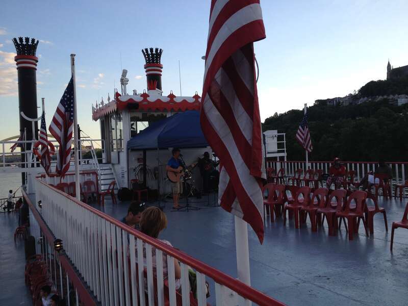 The upper deck of the steamship "Belle of Cincinnati" in 2014.
