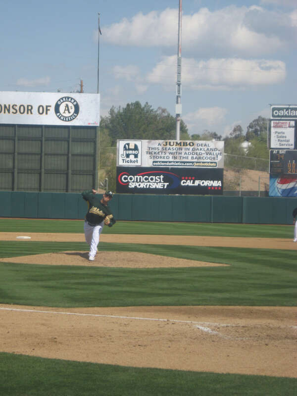 ​Ben Sheets throws his last pitch in the third. He gave up six earned runs in 2.2 innings and took the loss.