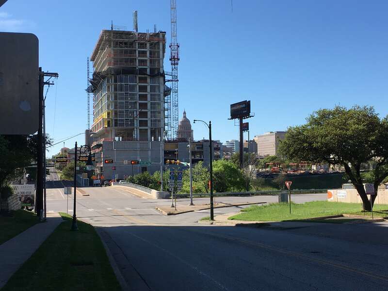 The Texas Capitol View Corridor from the East 11th Street Threshold at Interstate Highway 35 on the edge of downtown Austin, Texas