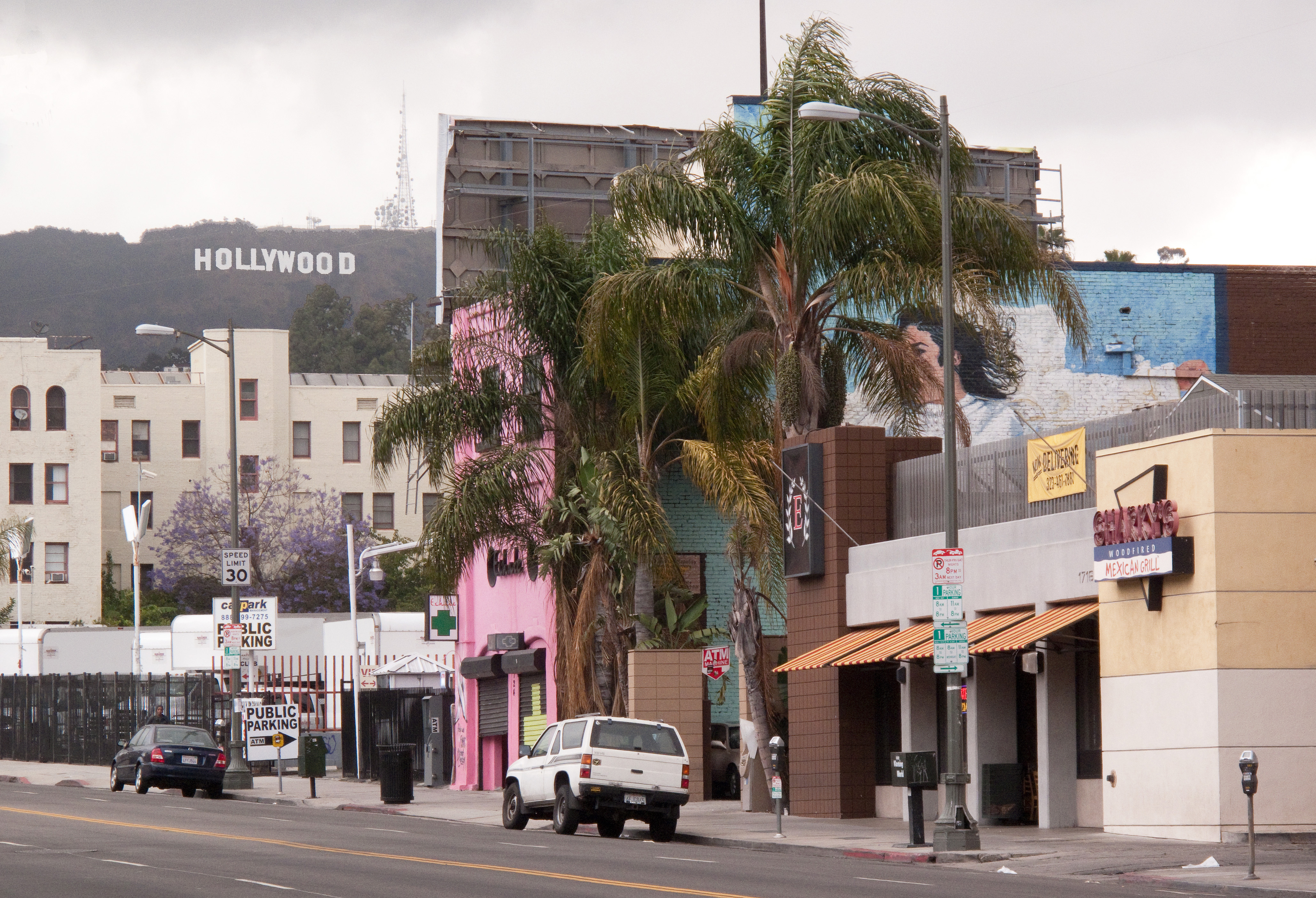 An ungentrified block of Cahuenga Blvd, just north of Hollywood Boulevard, Los Angeles, California.