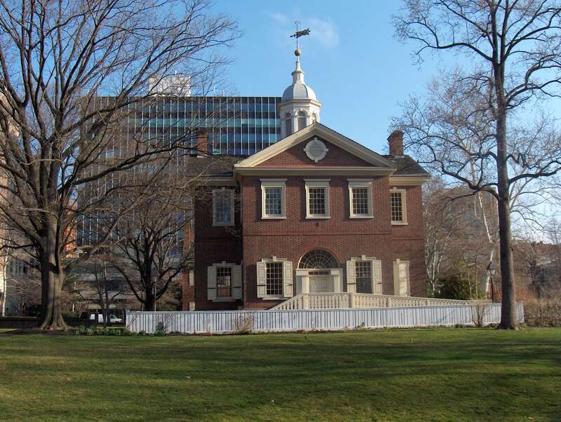 Carpentersâ€™ Hall, built 1770-1774, by the Carpentersâ€™ Company of the City and County of Philadelphia (still the owner),  meeting place of the First Continental Congress, Autumn, 1774, first home of the Bank of the United States, 1791, and meeting