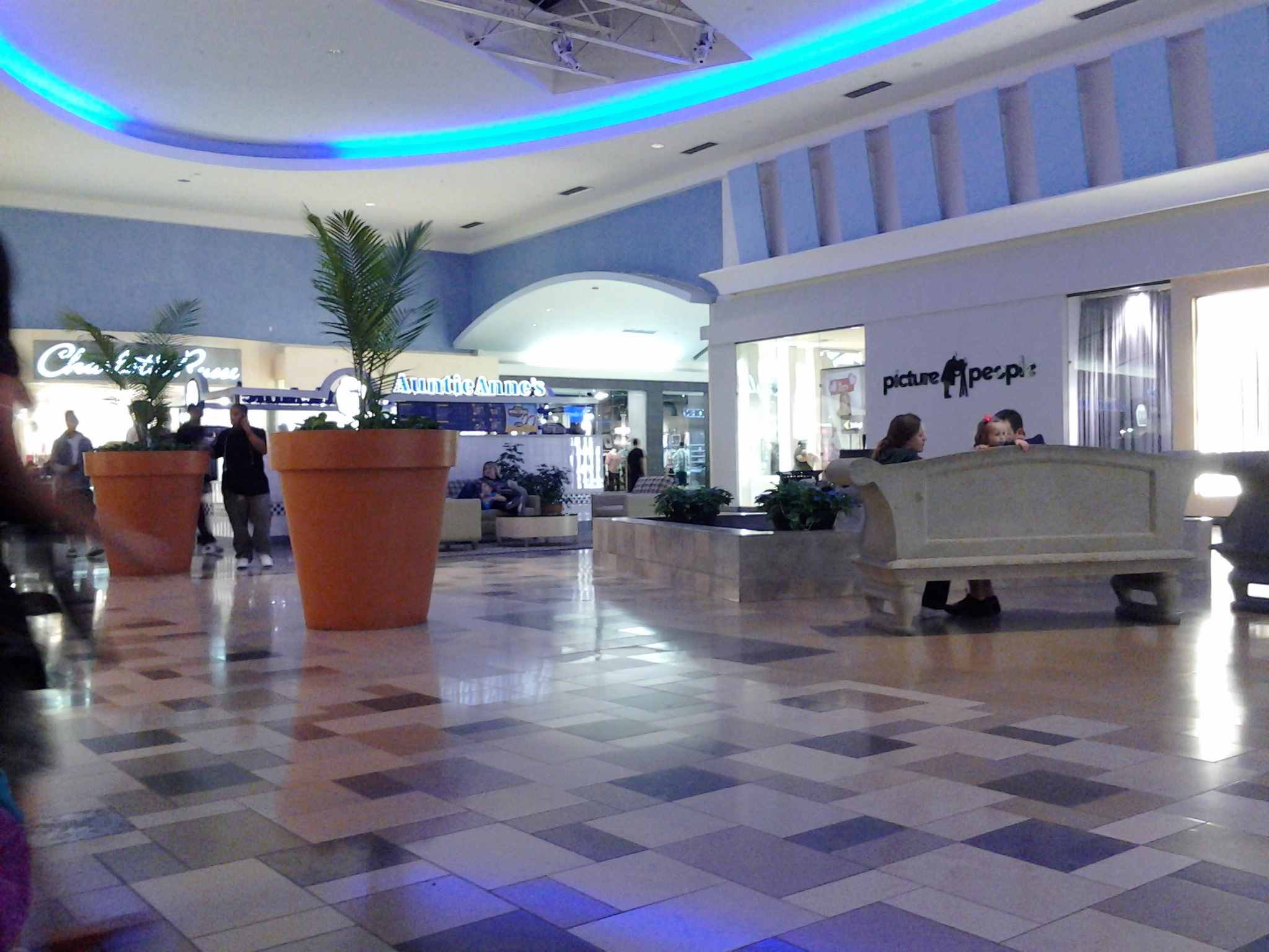 It features a blue skyline which is featured throughout the parts of the mall.