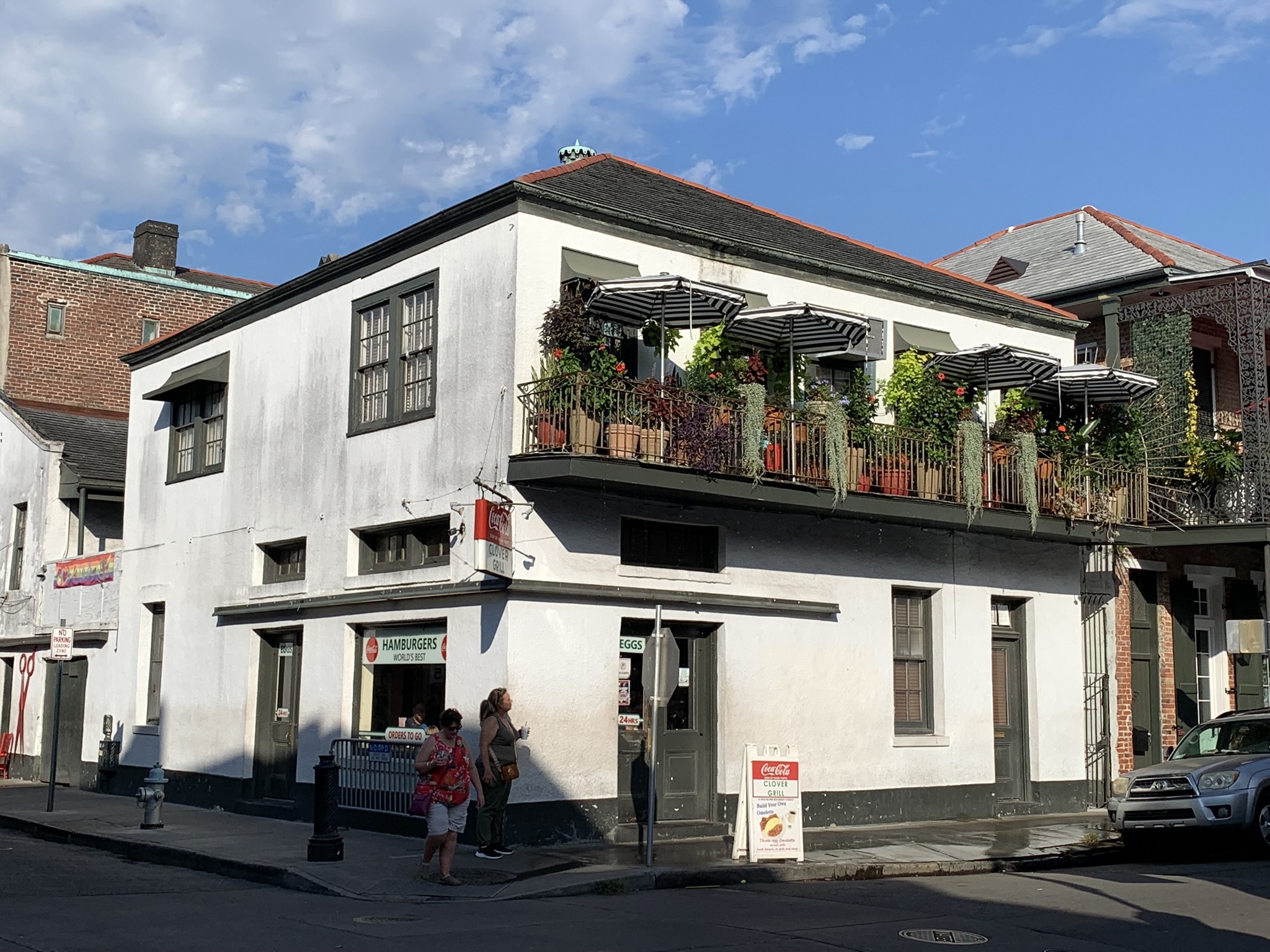 The Clover Grill is located at 900 Bourbon Street in the French Quarter of New Orleans, Louisiana.