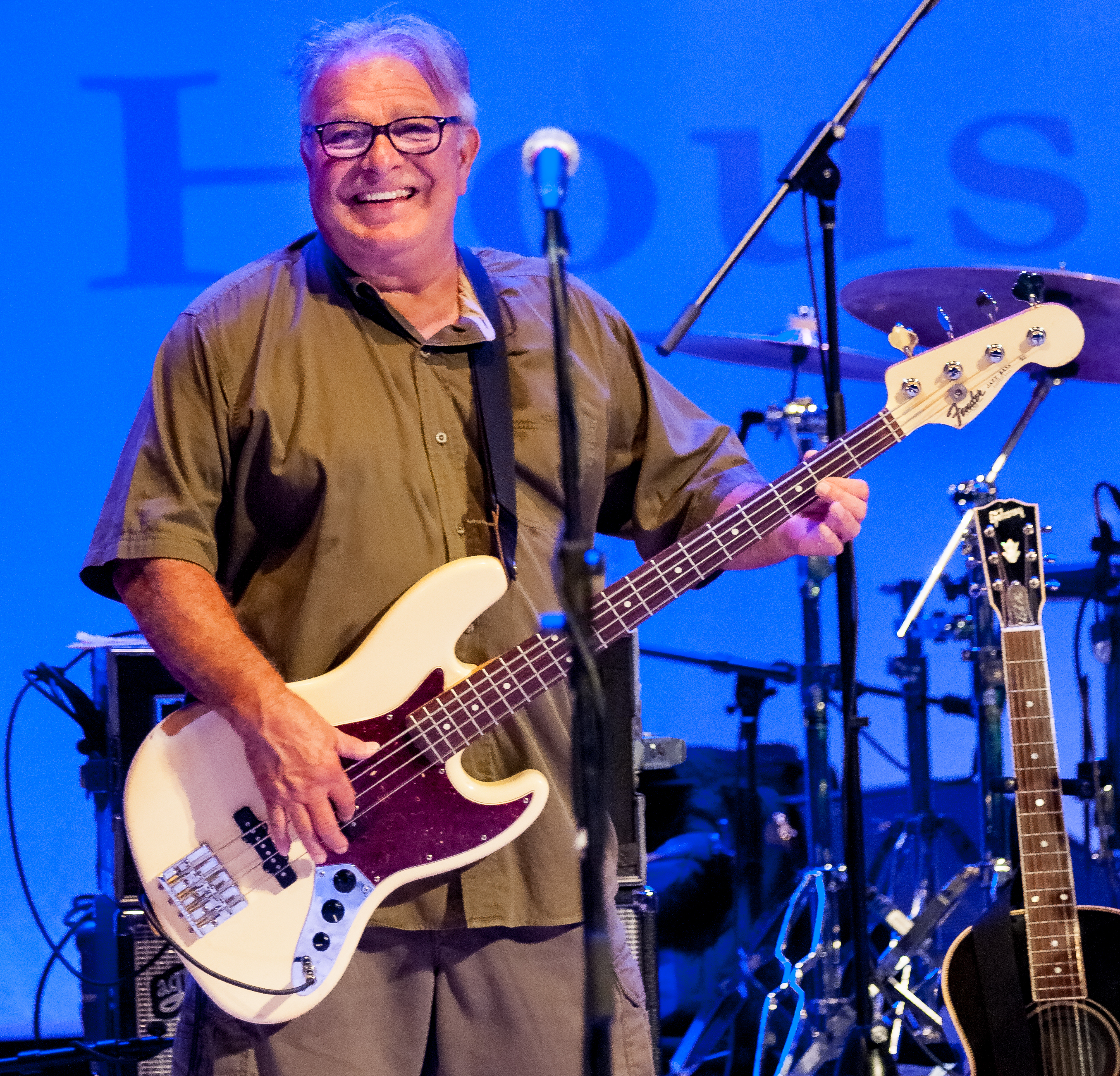 Conrad Lozano performs with Los Lobos at Boarding House Park in Lowell, Massachusetts.