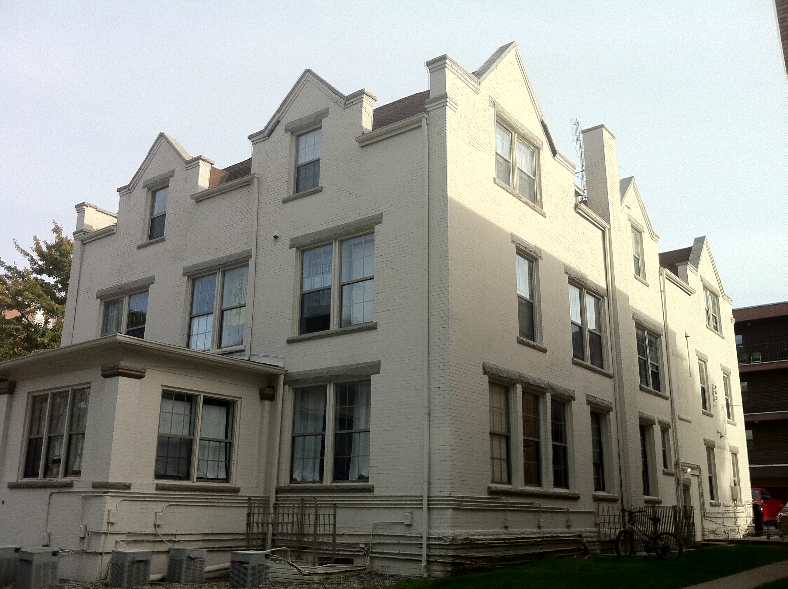 Delta Kappa Epsilon Fraternity House (Champaign, Illinois). Rear view, taken on September 30, 2012.