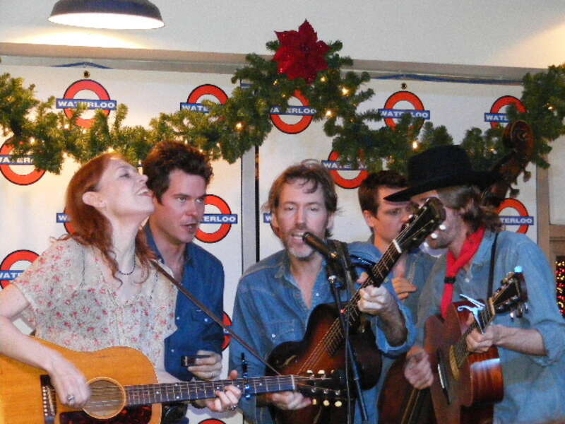 David Rawlings Machine performing at Waterloo Records in Austin, TX.  "The Machine" is made up of David, Gillian Welch, Ketch Secor, Willie Watson, and Morgan Jahnig.  Photo by Ron Baker.