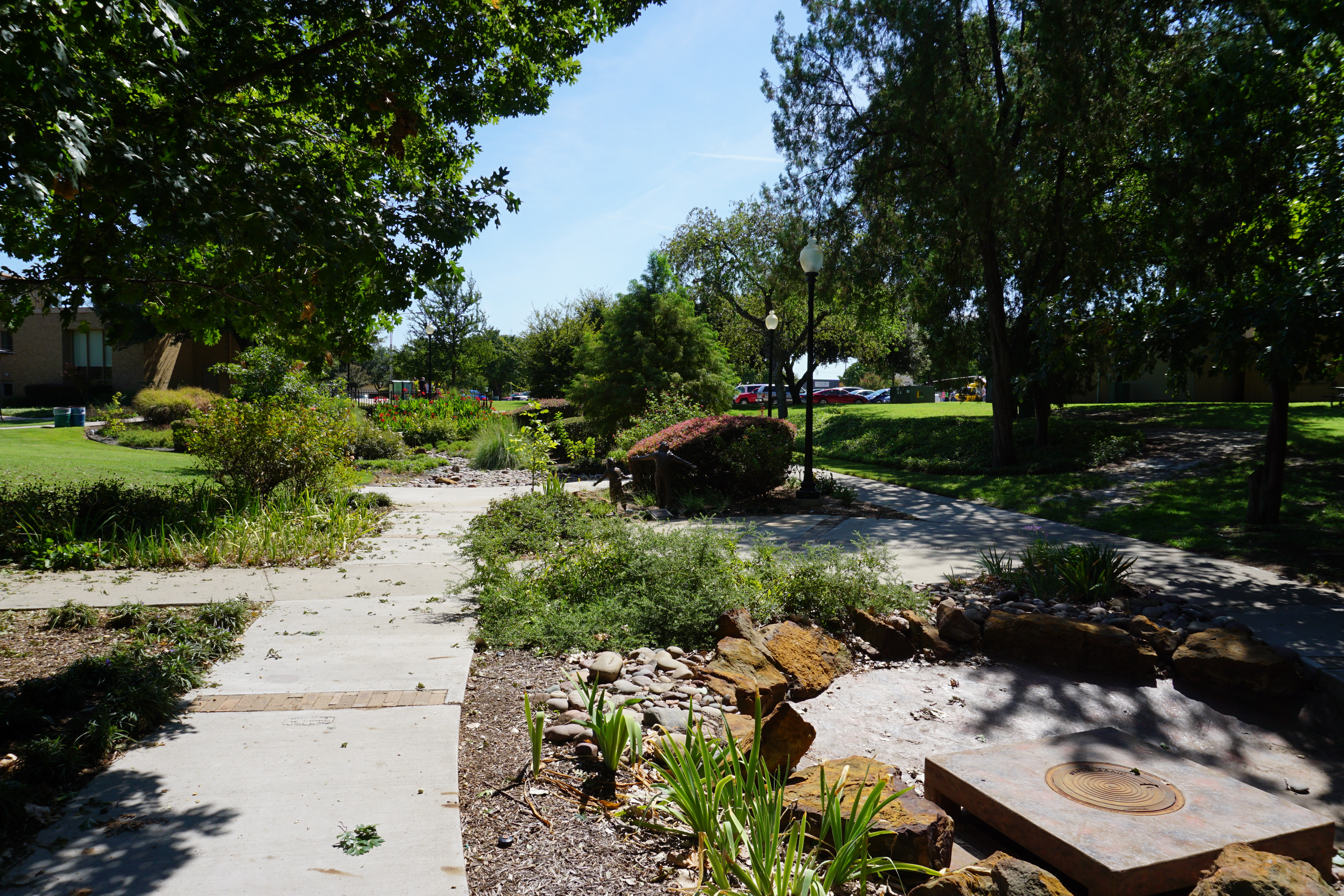 A garden in Quakertown Park in Denton, Texas (United States).