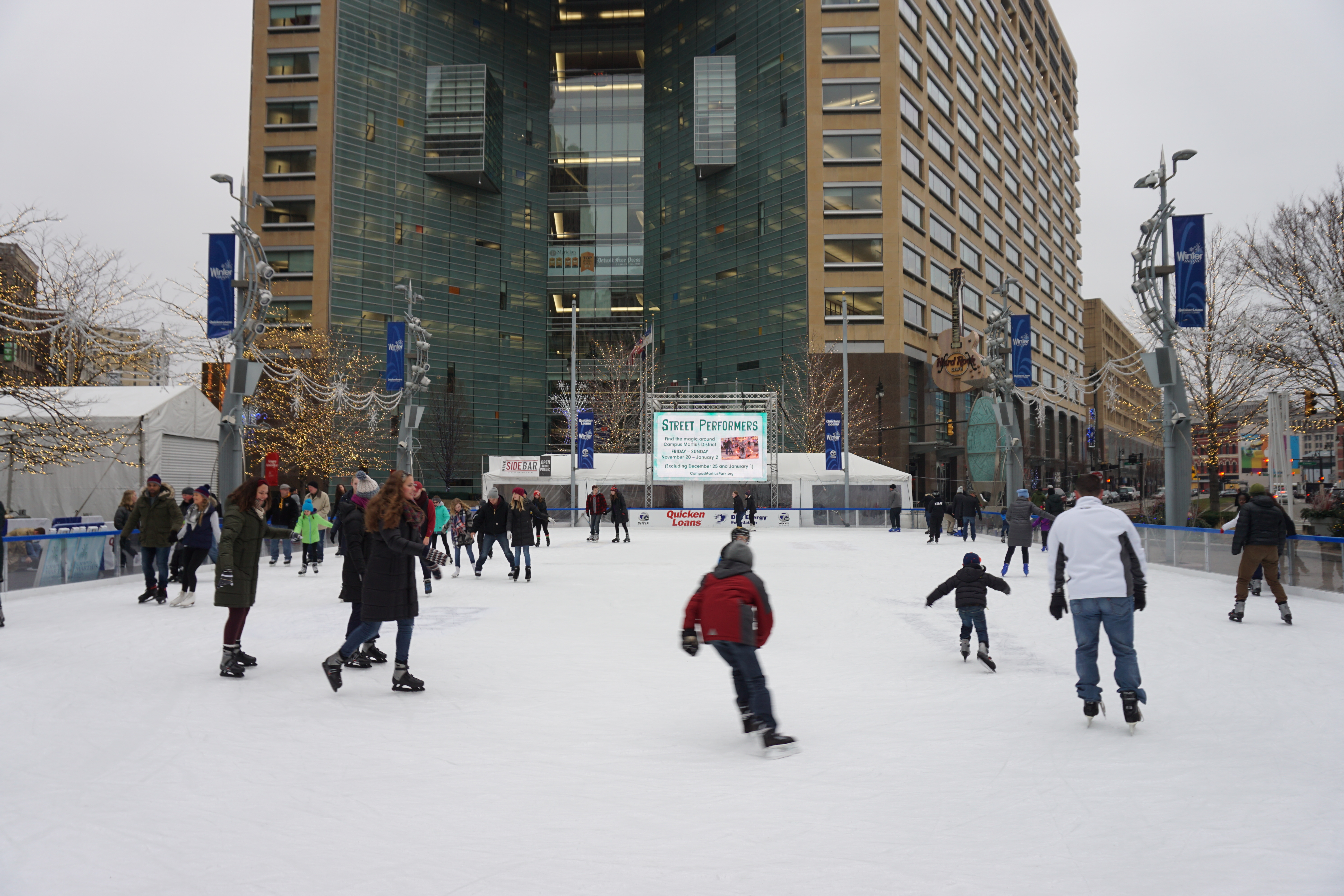 The skating rink at Campus Martius Park in Detroit, Michigan (United States).