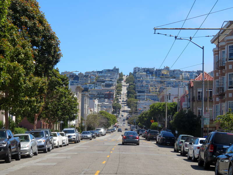 Divisadero Street from Beach Street facing Pacific Heights in July 2019
