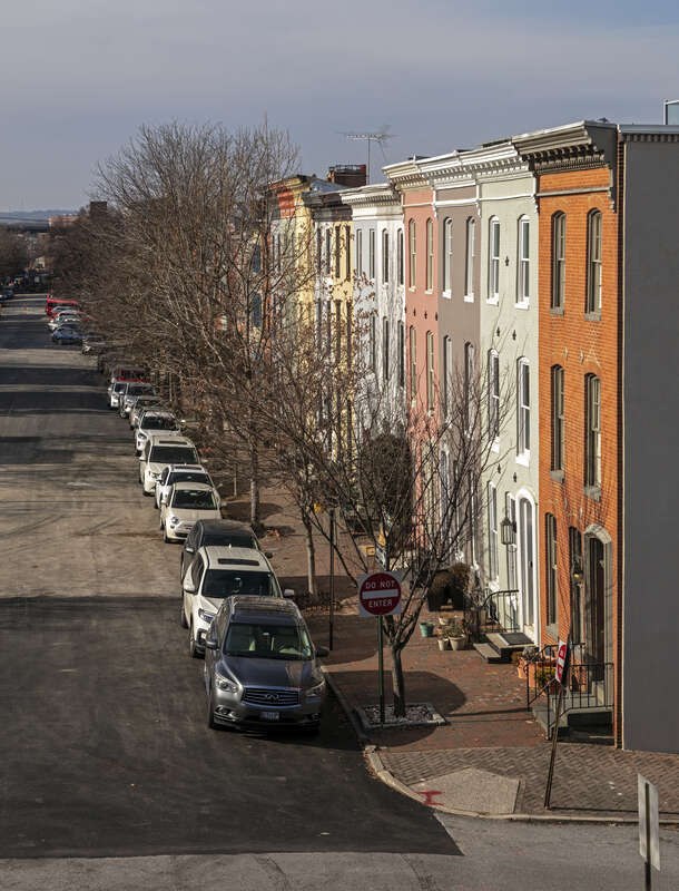East Churchill Street from Federal Hill, Baltimore, Maryland, USA
