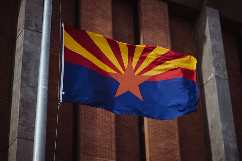 Flag of Arizona at the civic center in Phoenix.