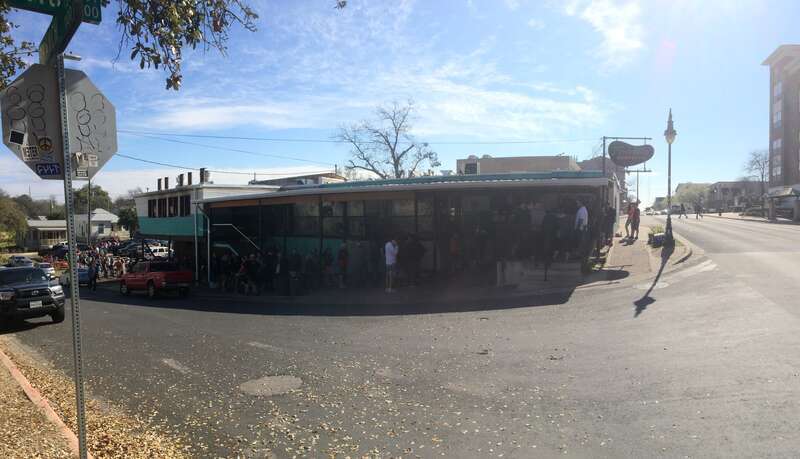 Crazy lineups at Frankin's BBQ in Austin