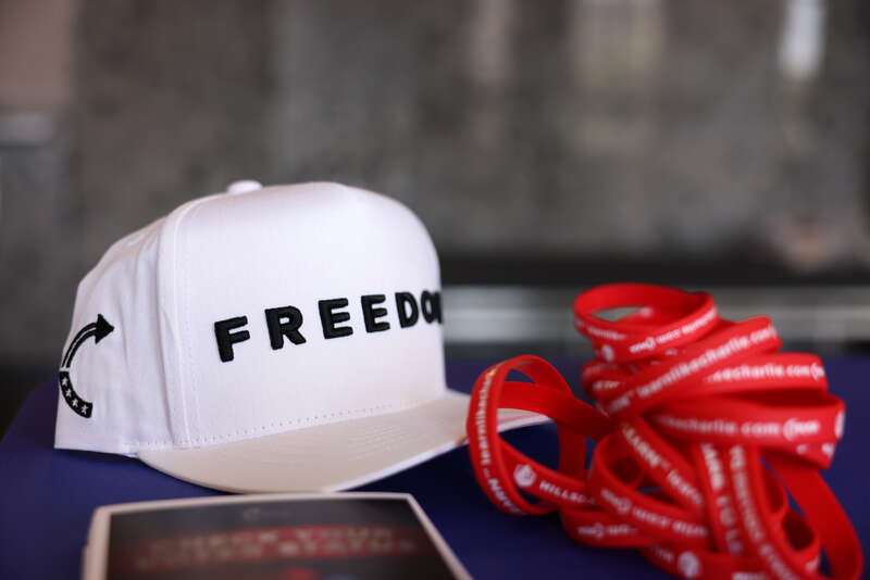 A Freedom hat at the Ohio State University tour stop of the "This Is The Turning Point" tour at Mershon Auditorium in Columbus, Ohio.