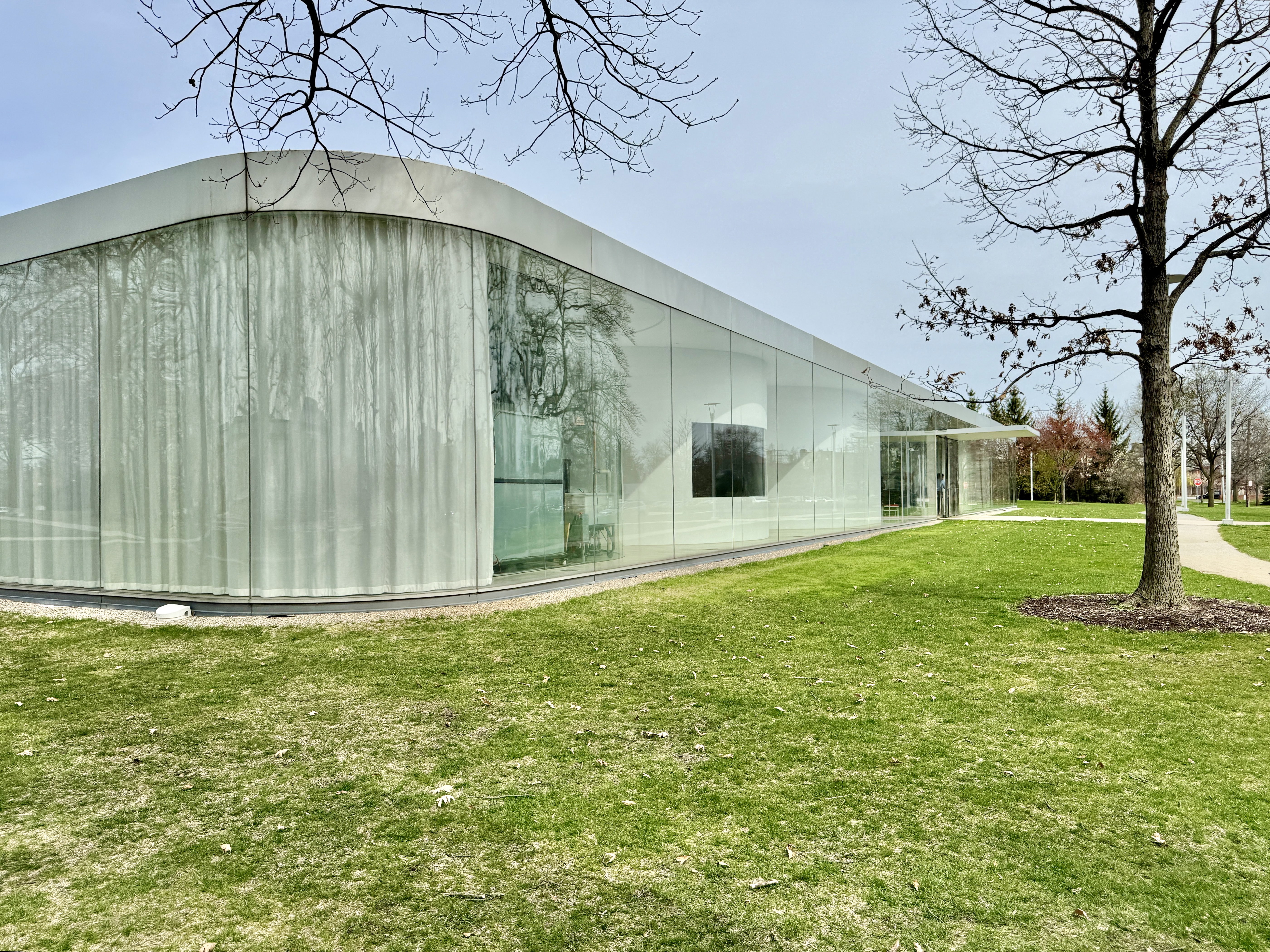 Completed in 2006, this Contemporary building was designed by Kazuyo Sejima and Ryue Nishizawa of SANAA to serve as an annex to the Toledo Museum of Art, known as the Glass Pavilion.  Celebrating the heritage of Toledo as a major center of glass