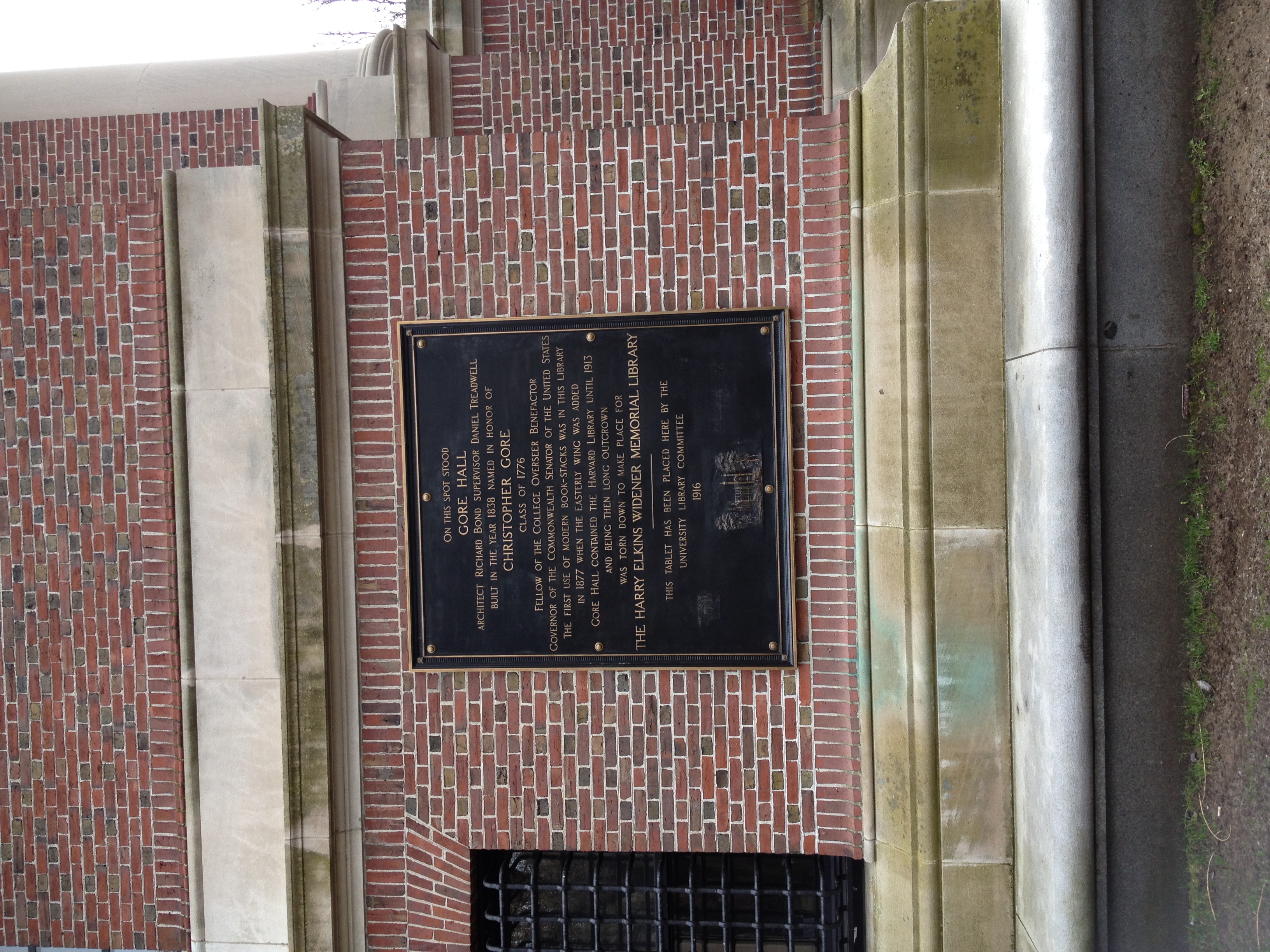 Plaque at Gore Hall