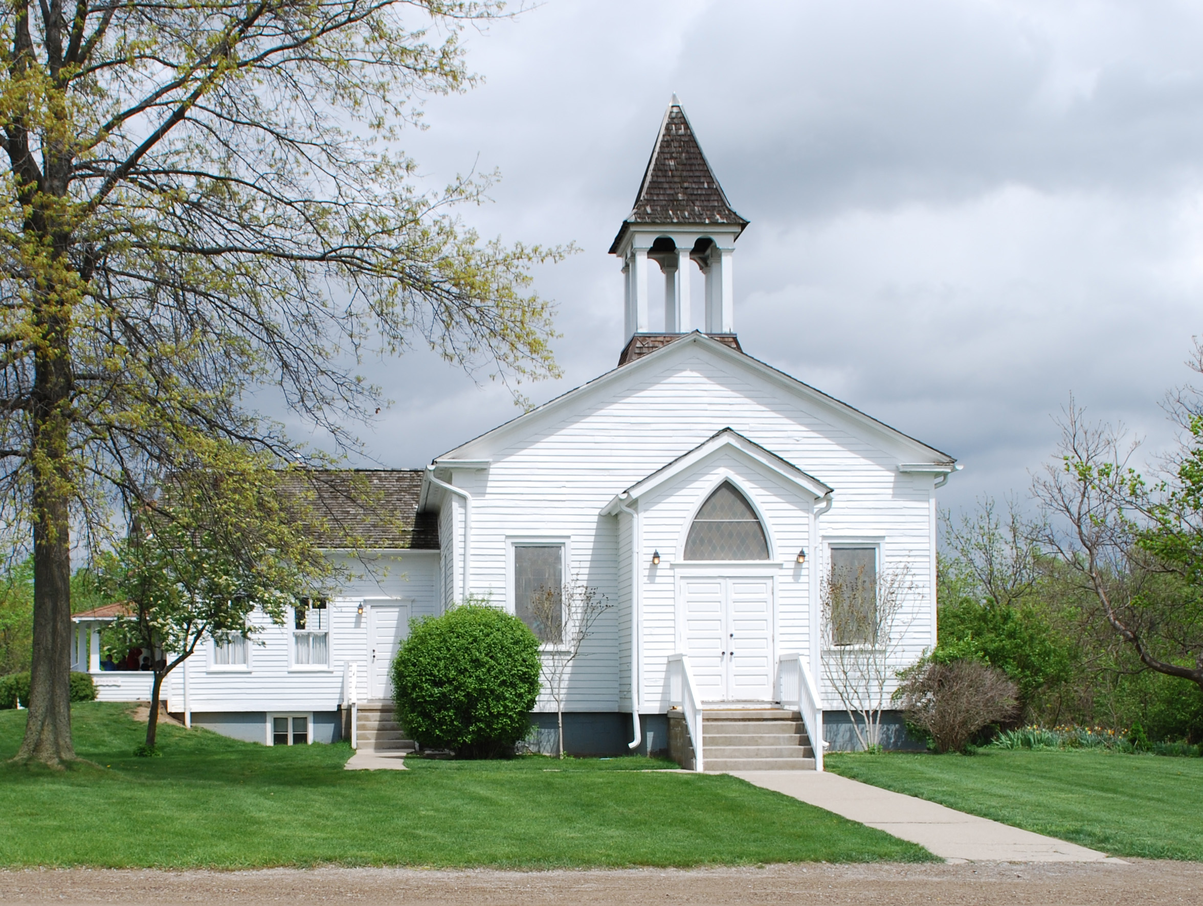 Newburg Methodist Church (1848) — in Greenmead Village Historic Park.
An open-air museum located in Livonia, Wayne County, southeastern Michigan.
The Carpenter Gothic style church is a Michigan State Historic Site, and on the National Register of