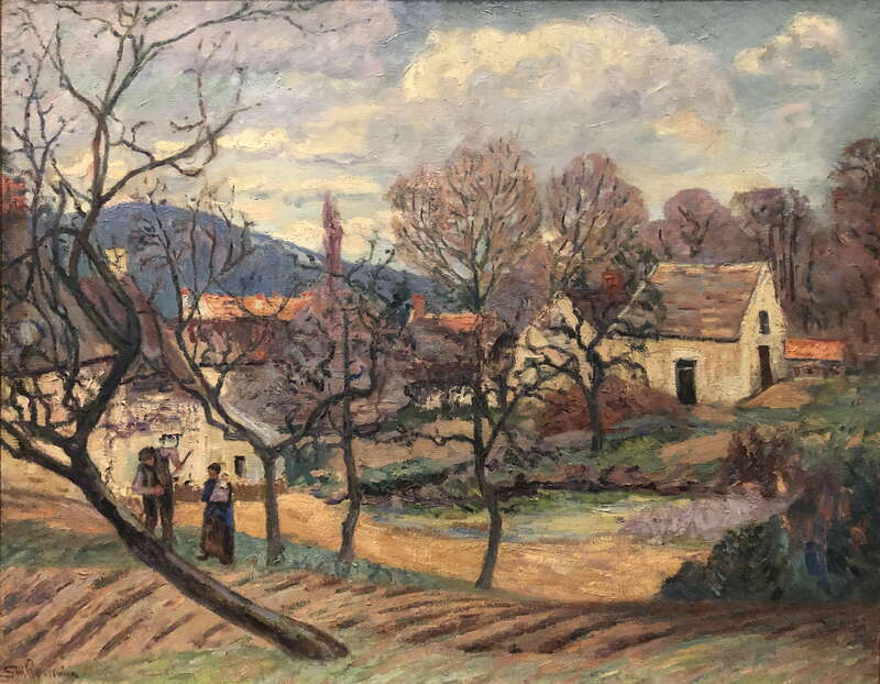 Armand Guillaumin (1841-1927), Environs de Paris, oil on canvas, c. 1890, Blanton Museum of Art, Austin. From the  museum label: "Environs de Paris was previously owned by President Lyndon B. Johnson and his wife, Lady Bird Johnson. It hung in the