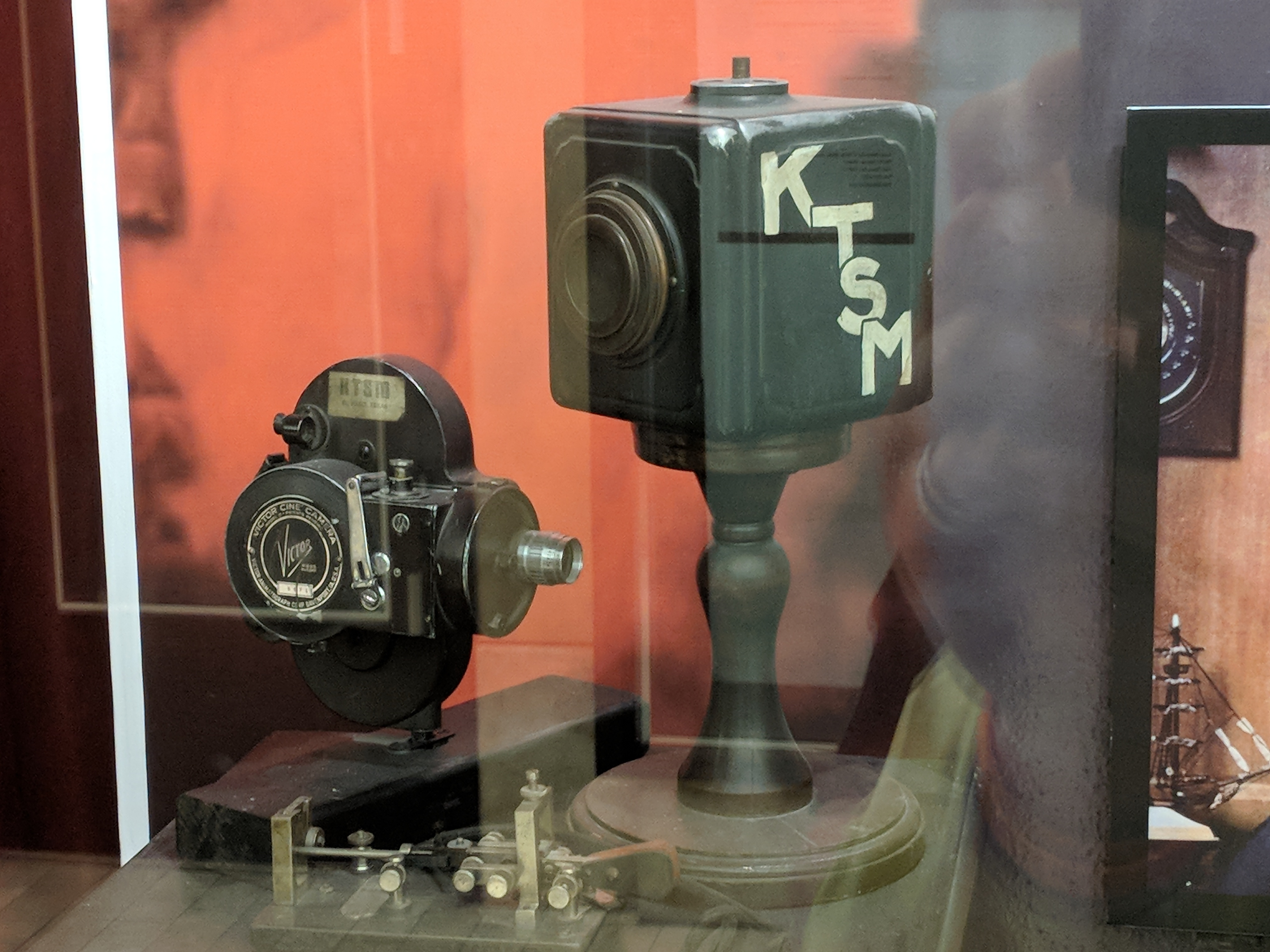 Old KTSM equipment on exhibit in the Mills Building, May 2018.