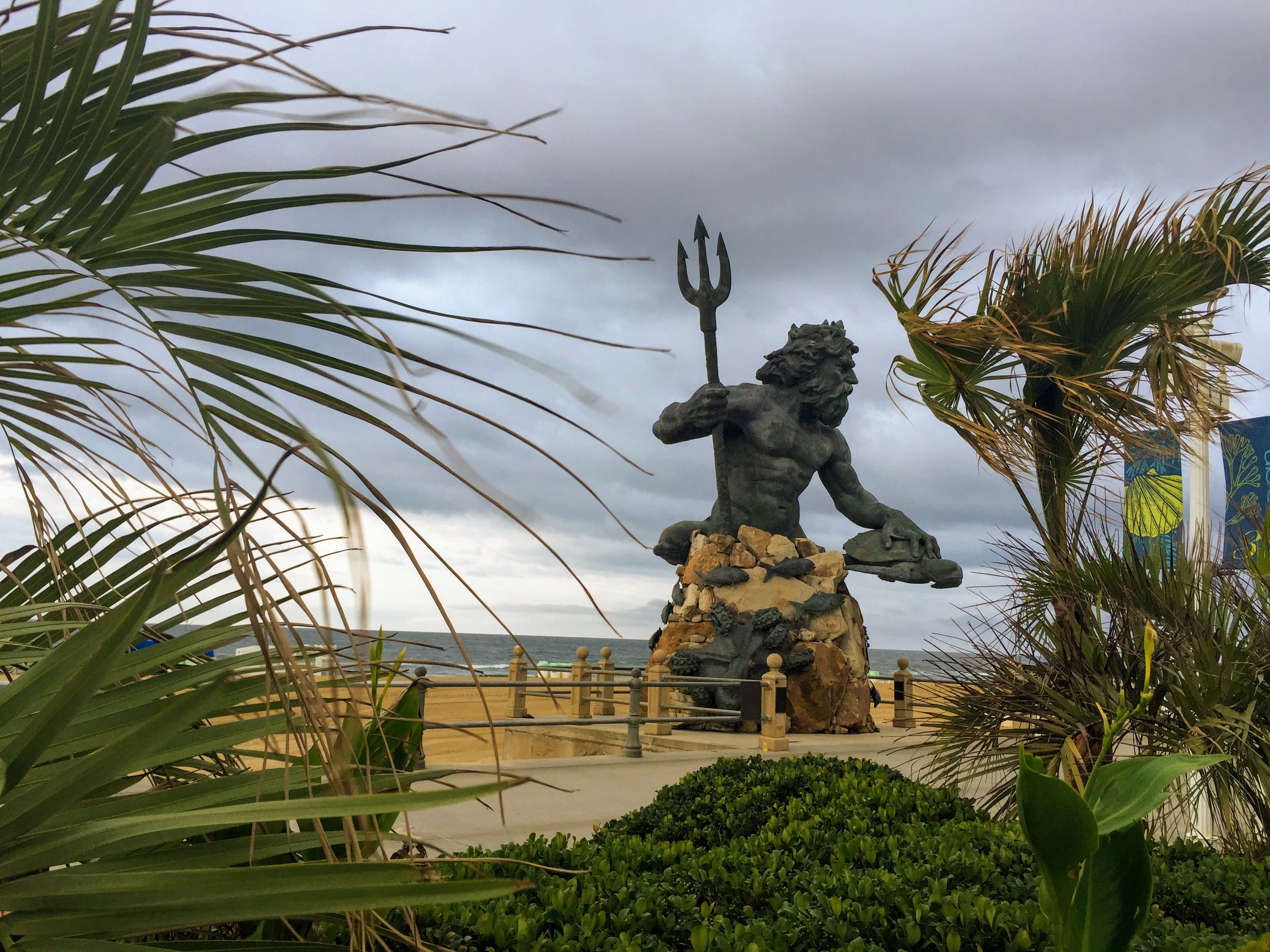 Sculpted by Paul DiPasquale, this 34' tall bronze monument is centered on the Virginia Beach boardwalk. According to the artist, the sculpture was intended to remind people of the ocean environment and damage done to it from pollution and other human